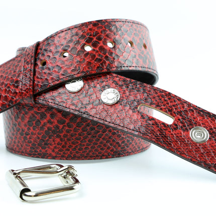BT100SN-175RD  RED SNAKE PYTHON  PLAIN BELT