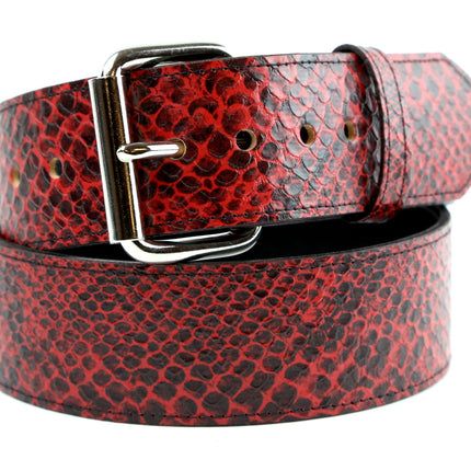 BT100SN-175RD  RED SNAKE PYTHON  PLAIN BELT
