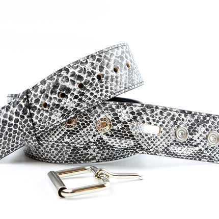 BT100SN-WHT -WHITE SNAKE PYTHON 1 3/4" WIDE PLAIN BELT