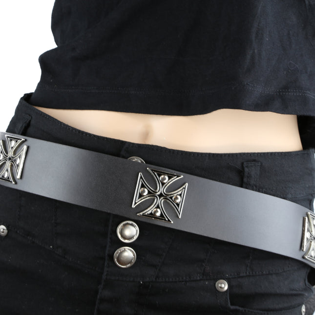BT179-BLK BELT WITH BLACK METAL IRON CROSS