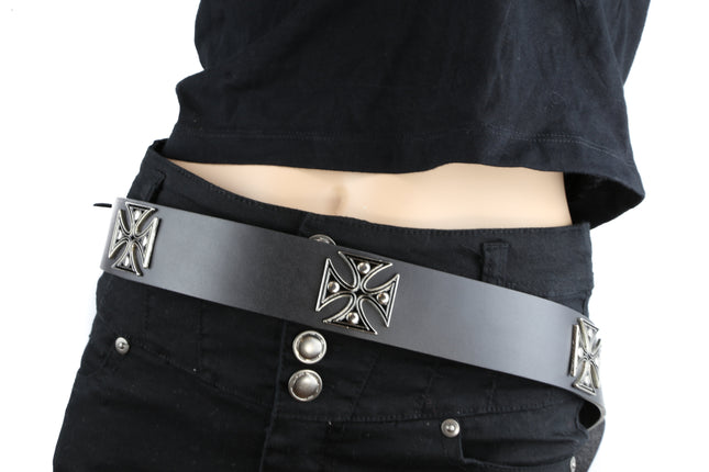 BT179-BLK BELT WITH BLACK METAL IRON CROSS