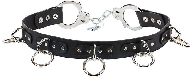 BT180LR  LARGE O RING BONDAGE HANDCUFF BELT