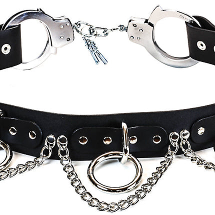 BT180LRC  LARGE O RING CHAIN BONDAGE HANDCUFF BELT
