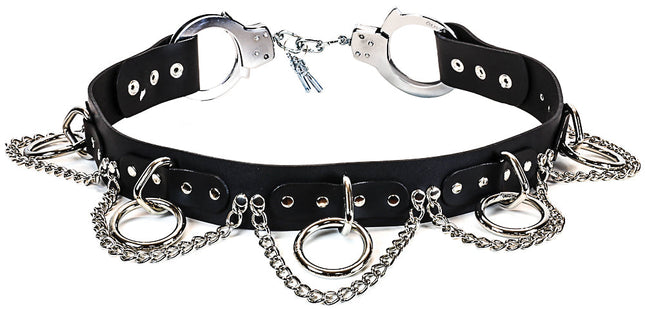 BT180LRC  LARGE O RING CHAIN BONDAGE HANDCUFF BELT