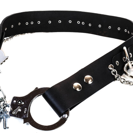 BT180LRC  LARGE O RING CHAIN BONDAGE HANDCUFF BELT