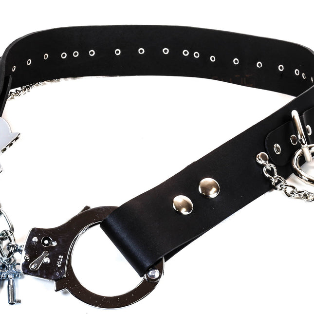 BT180LRC  LARGE O RING CHAIN BONDAGE HANDCUFF BELT