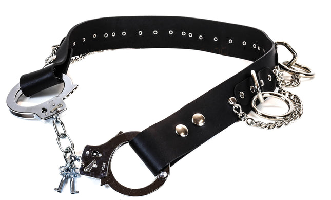 BT180LRC  LARGE O RING CHAIN BONDAGE HANDCUFF BELT