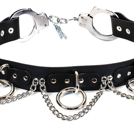 BT180LRC  LARGE O RING CHAIN BONDAGE HANDCUFF BELT