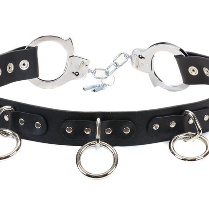 BT180LR  LARGE O RING BONDAGE HANDCUFF BELT