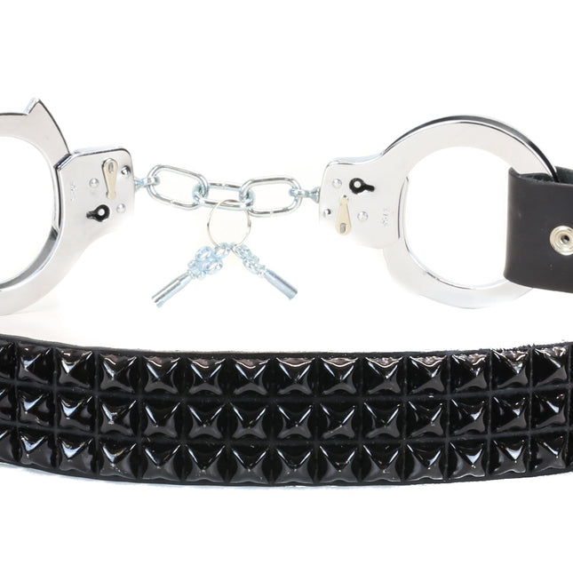 BT180PMD-BS  BALCK STUDDED HANDCUFF BELT