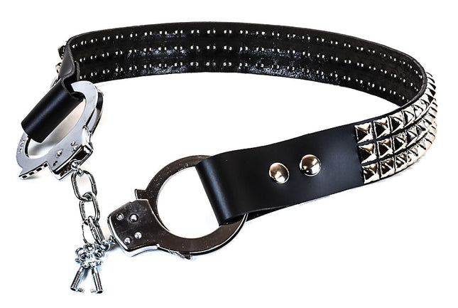 BT180PMD-BS  BALCK STUDDED HANDCUFF BELT