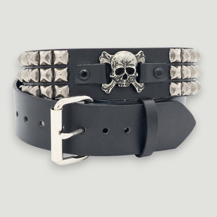 BT198PMD SKULL CROSS BONE BELT GENUINE LEATHER