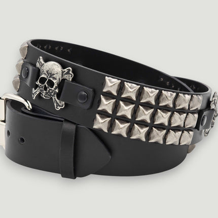 BT198PMD SKULL CROSS BONE BELT GENUINE LEATHER