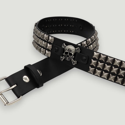BT198PMD SKULL CROSS BONE BELT GENUINE LEATHER