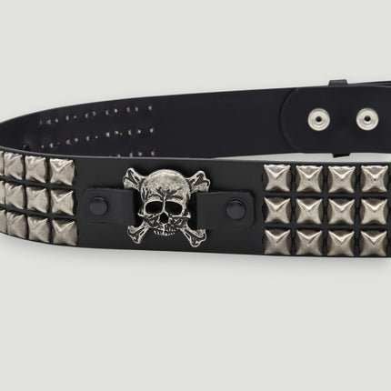 BT198PMD SKULL CROSS BONE BELT GENUINE LEATHER
