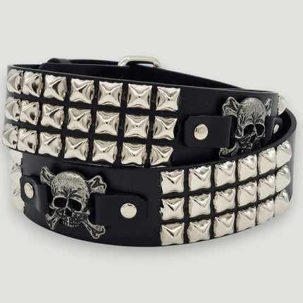 BT198PMD SKULL CROSS BONE BELT GENUINE LEATHER