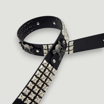 BT198PMD SKULL CROSS BONE BELT GENUINE LEATHER