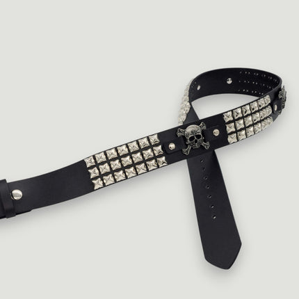 BT198PMD SKULL CROSS BONE BELT GENUINE LEATHER