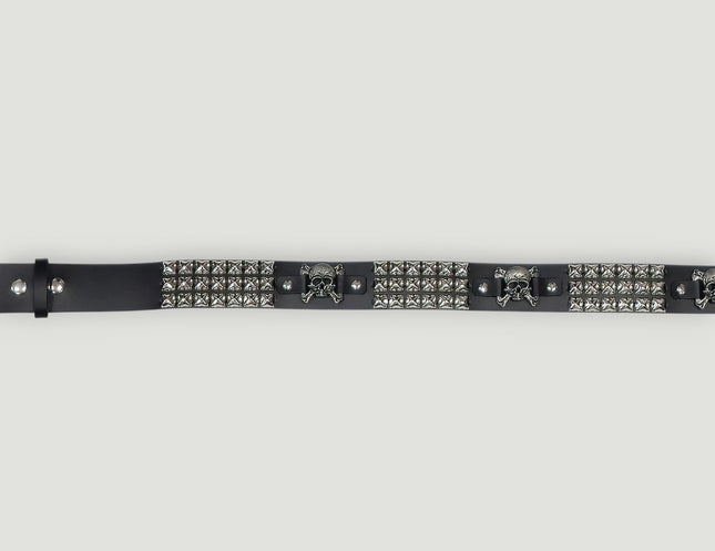 BT198PMD SKULL CROSS BONE BELT GENUINE LEATHER