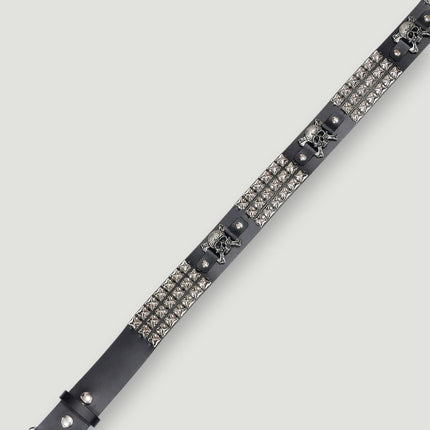 BT198PMD SKULL CROSS BONE BELT GENUINE LEATHER