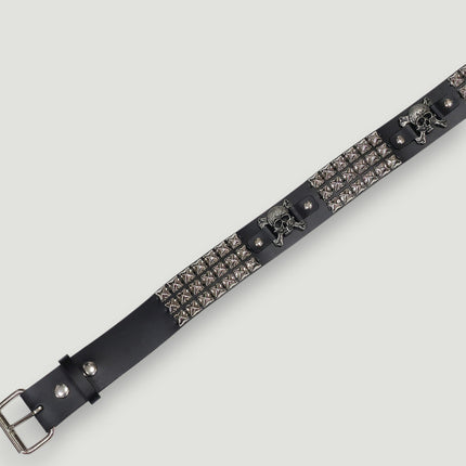 BT198PMD SKULL CROSS BONE BELT GENUINE LEATHER