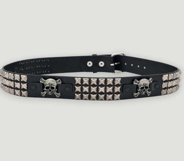 BT198PMD SKULL CROSS BONE BELT GENUINE LEATHER