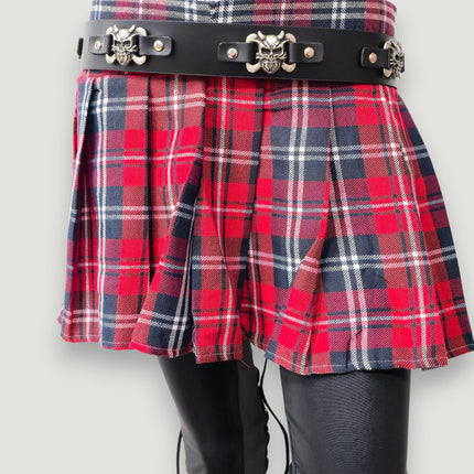 BT198 SKULL CROSS BONE BELT GENUINE LEATHER