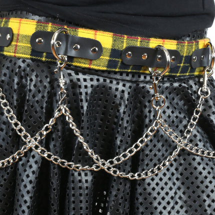 BT218PD-YEL PLAID RING BONDAGE CHAIN  BELT