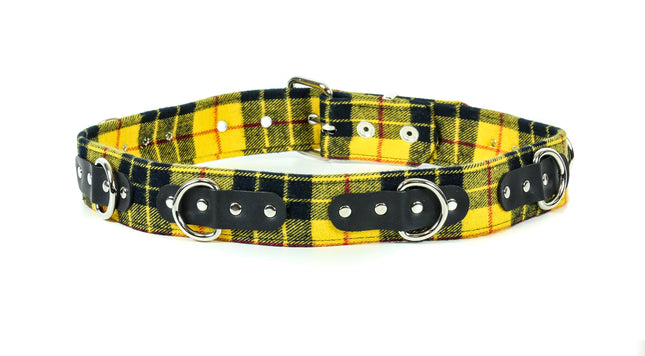 BT219PD-YEL PLAID DEE RING BONDAGE CHAIN  BELT