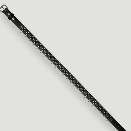 BT221NIC  SMALL BULLET BLACK GENUINE COWHIDE LEATHER BELT 1 1/4" WIDE