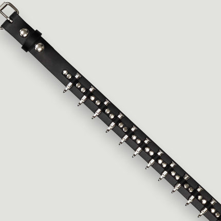 BT221NIC  SMALL BULLET BLACK GENUINE COWHIDE LEATHER BELT 1 1/4" WIDE