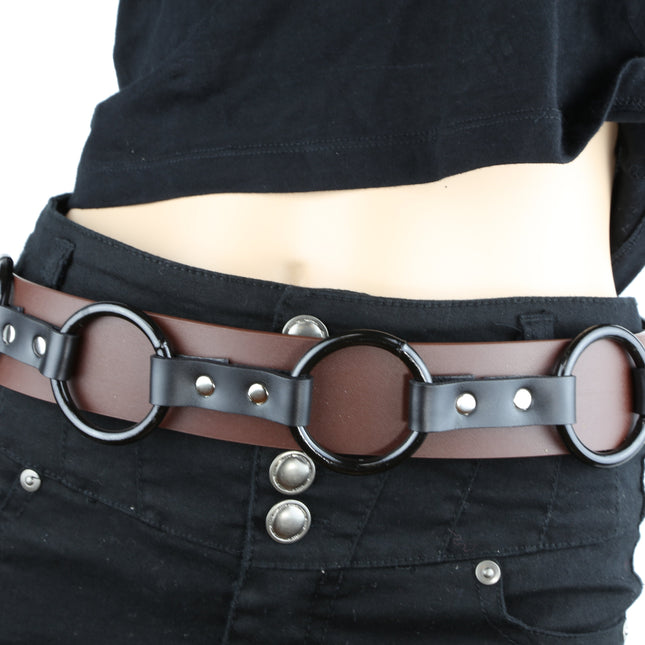 BT223L-BRN LARGE -O- RING STRAPPED BROWN BELT