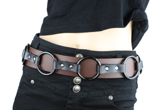 BT223L-BRN LARGE -O- RING STRAPPED BROWN BELT