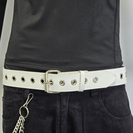 BT227  GENUINE WHITE LEATHER 1 ROW GROMMET  EYELET BET