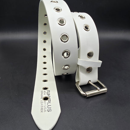 BT227  GENUINE WHITE LEATHER 1 ROW GROMMET  EYELET BET