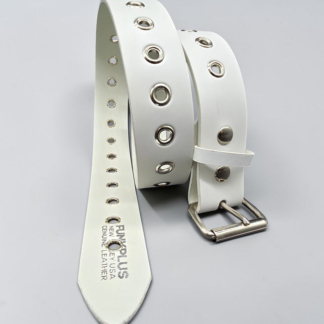 BT227  GENUINE WHITE LEATHER 1 ROW GROMMET  EYELET BET