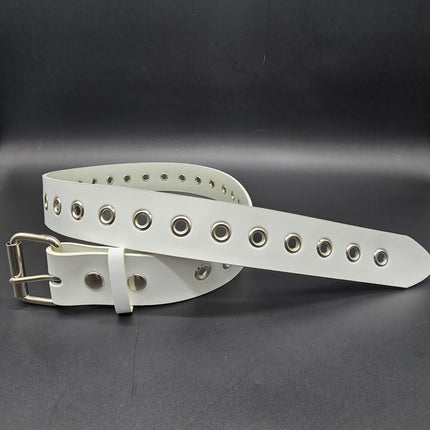 BT227  GENUINE WHITE LEATHER 1 ROW GROMMET  EYELET BET