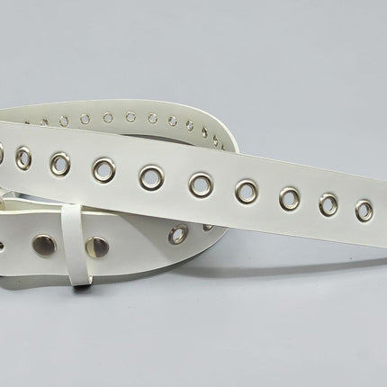 BT227  GENUINE WHITE LEATHER 1 ROW GROMMET  EYELET BET