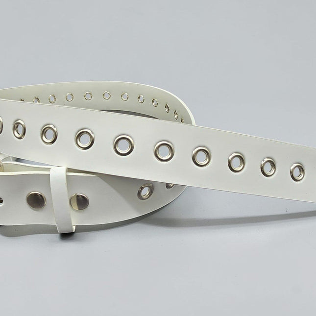 BT227  GENUINE WHITE LEATHER 1 ROW GROMMET  EYELET BET