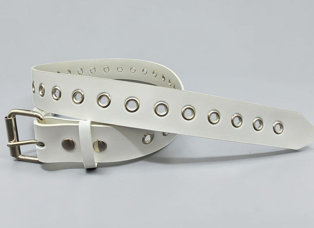 BT227  GENUINE WHITE LEATHER 1 ROW GROMMET  EYELET BET