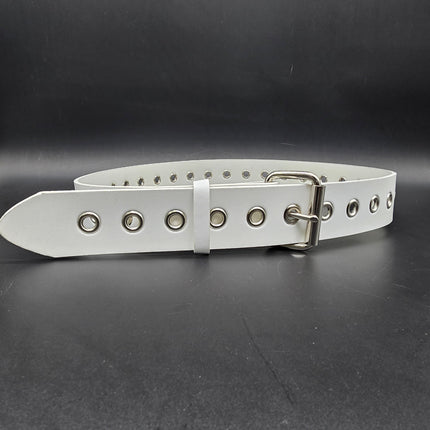 BT227  GENUINE WHITE LEATHER 1 ROW GROMMET  EYELET BET