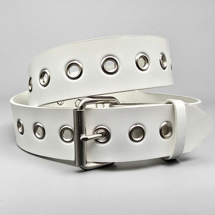 BT227  GENUINE WHITE LEATHER 1 ROW GROMMET  EYELET BET