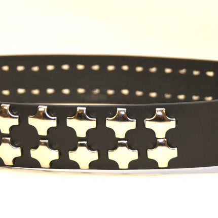 BT406NIC 2 ROW LARGE NICKEL CROSS STUD BELT