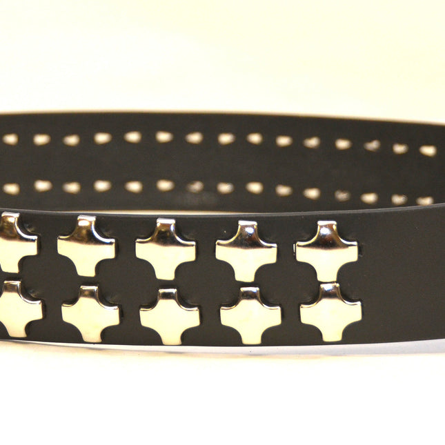 BT406NIC 2 ROW LARGE NICKEL CROSS STUD BELT