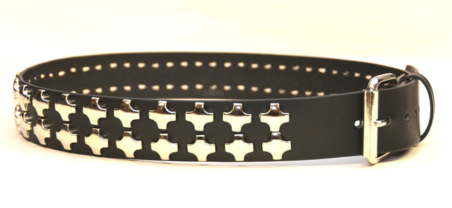 BT406NIC 2 ROW LARGE NICKEL CROSS STUD BELT
