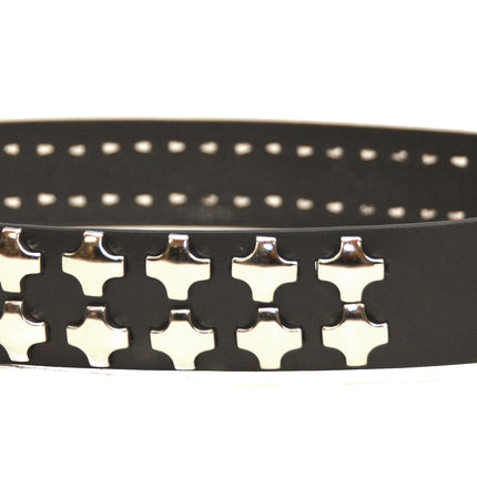 BT406NIC 2 ROW LARGE NICKEL CROSS STUD BELT