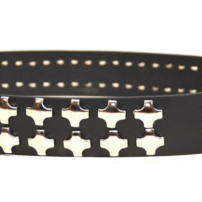 BT406NIC 2 ROW LARGE NICKEL CROSS STUD BELT