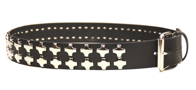 BT406NIC 2 ROW LARGE NICKEL CROSS STUD BELT