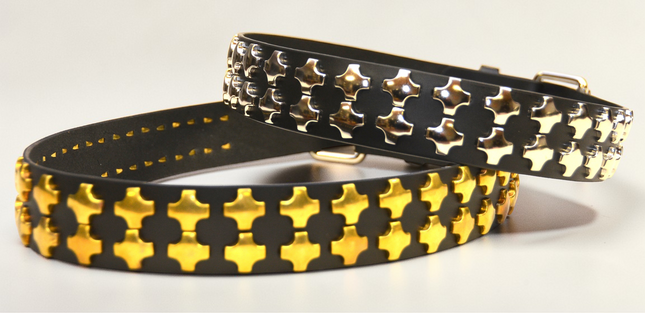 BT406BRS 2 ROW LARGE BRASS CROSS STUD BELT