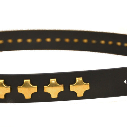 BT407BRS 1 ROW LARGE BRASS CROSS STUD BELT